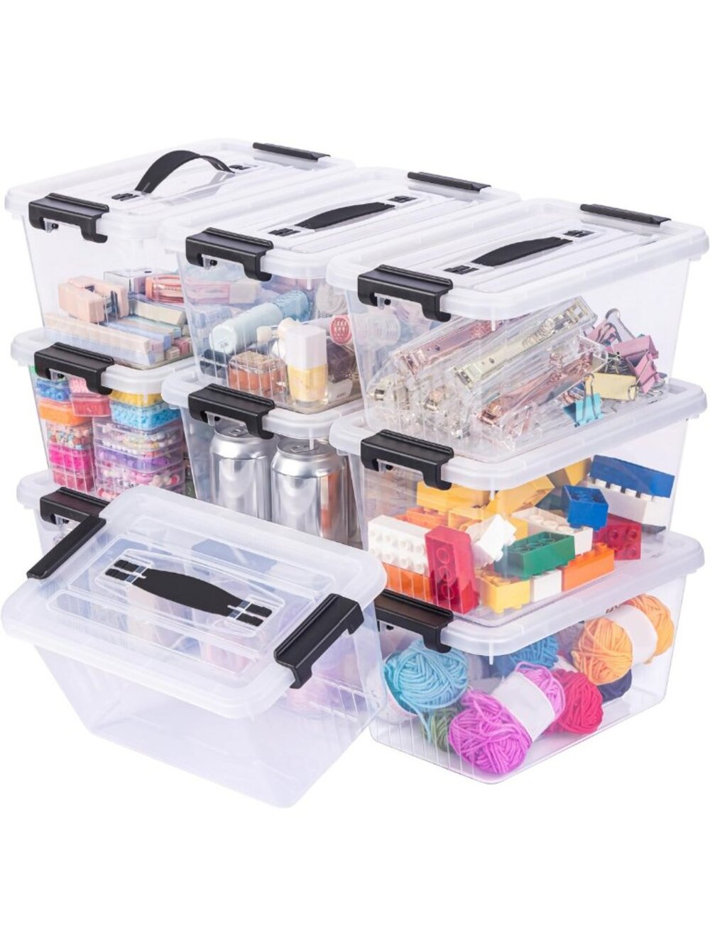 Clear Stackable Storage Bins with Lids - 10 Pack, 7Qt Organizing Containers